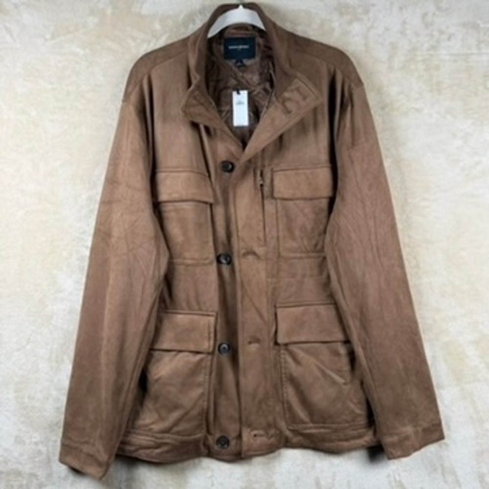 Banana Republic Mens L Brown Vegan Suede Field Utility Jacket NWT Chore Coat
